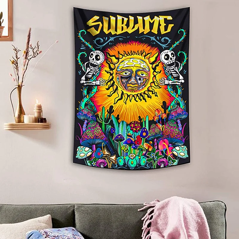 Mushroom Hanging Cloth Psychedelic Hippie Bedroom Home Colorful Tapestry Decoration