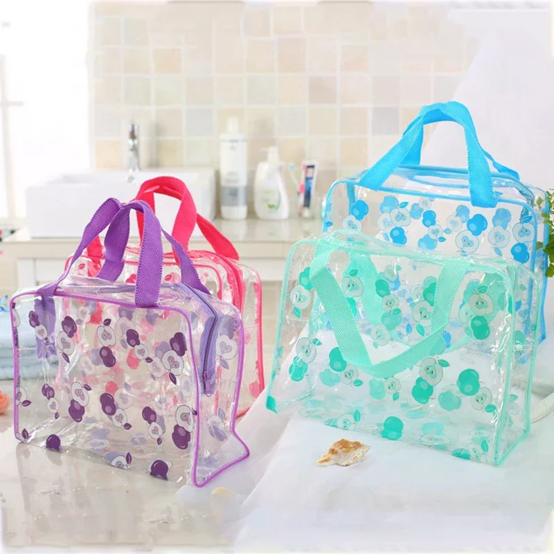 Sweet Flower Transparent Makeup Bag Large Capacity Cosmetic Organizer for Women Perfect for Travel Trips or Office