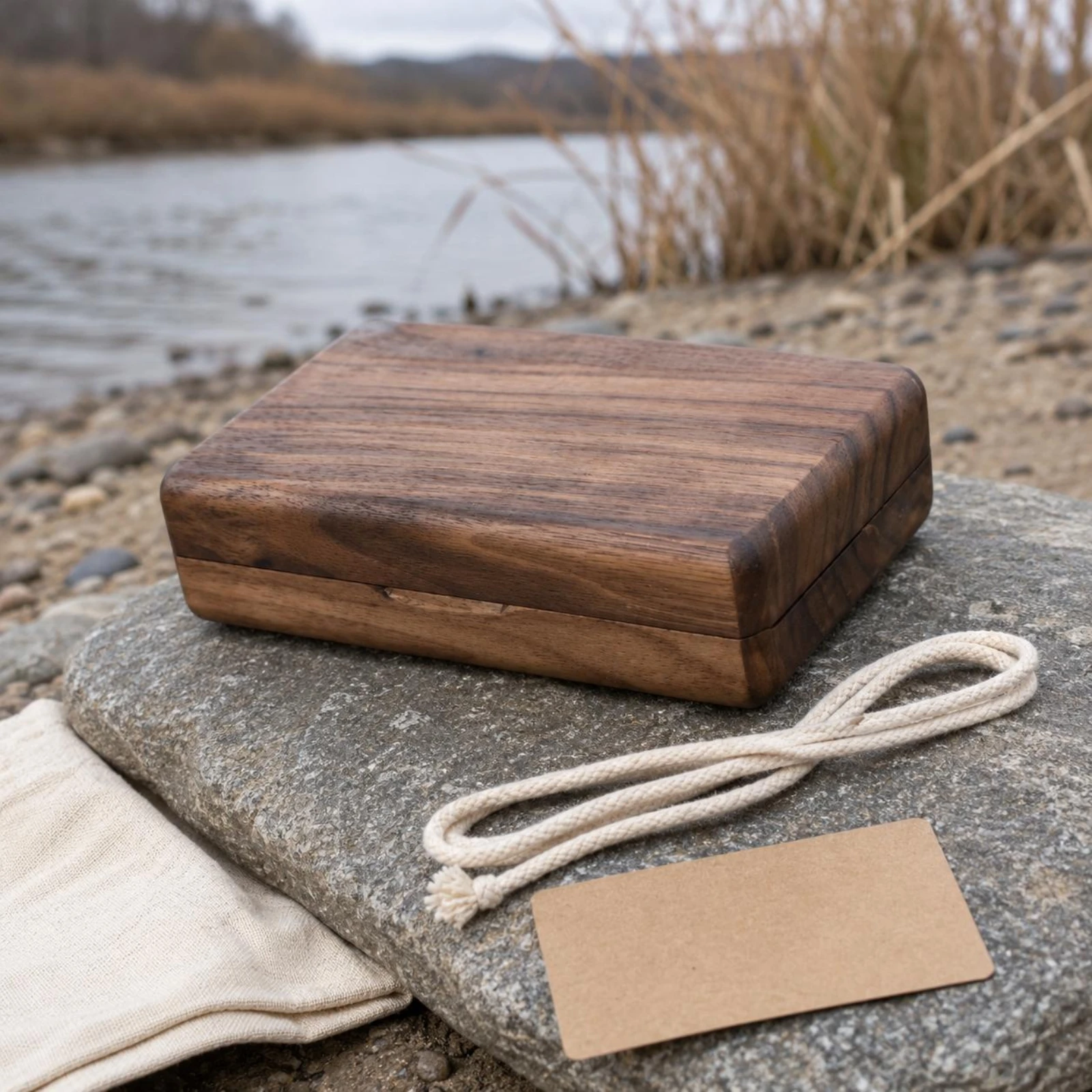 

Walnut Fly Box Recessed Hinge Wooden Fly Box Small Organizer Polished Wood Grain Compact for Anglers