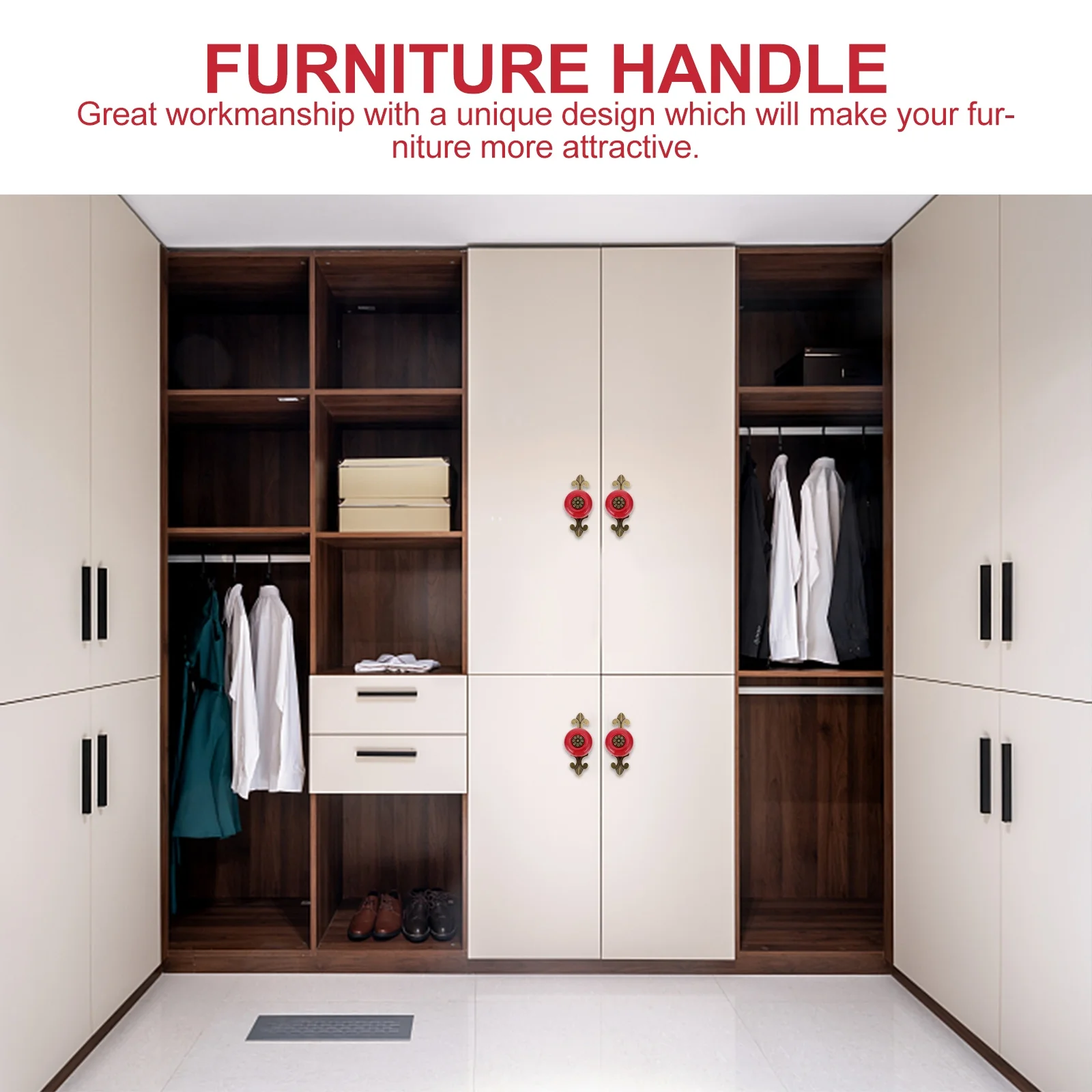 

4Pcs Zinc Alloy Handles Elegant Home Drawer Handle Ceramic Furniture Accessory Safe Practical Replacement Knob