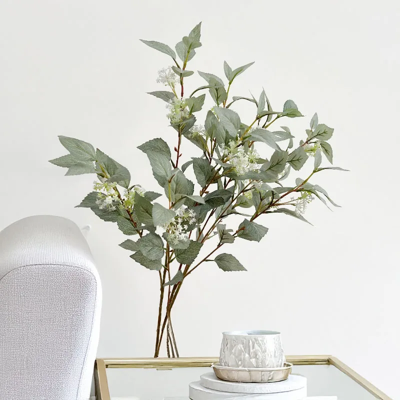 95CM Artificial Green Plants Mountain Leaves Home Decoration Wild Hibiscus Chinese Style Living Room Dining Table Placement