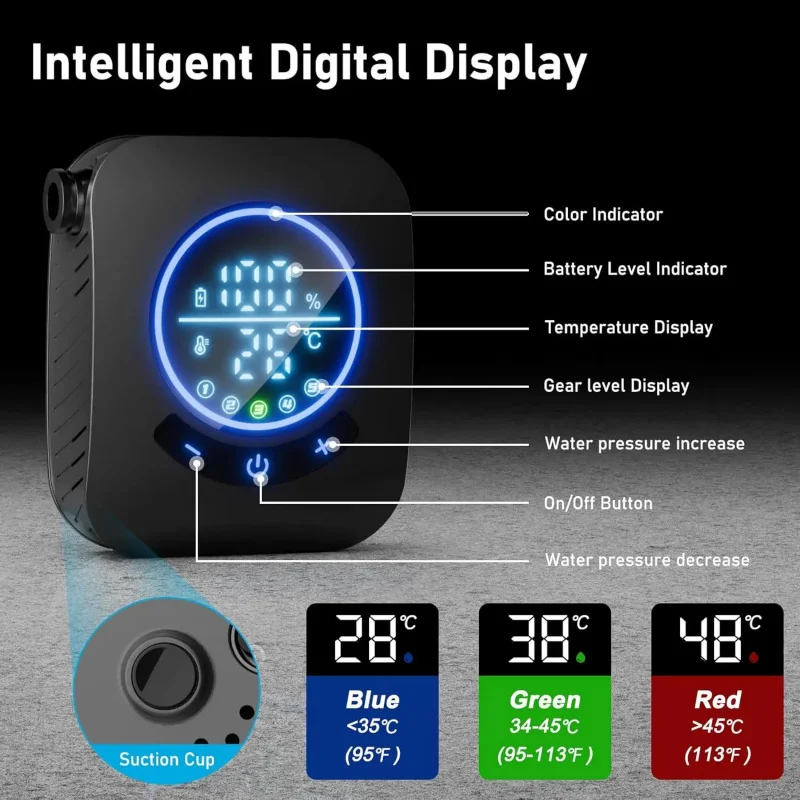 8000mAh Outdoor Elec-tric Portable Shower H-ead With Wat-er Heater Suitable F-or Camping, Hiking, Travel, C-ars And Pets