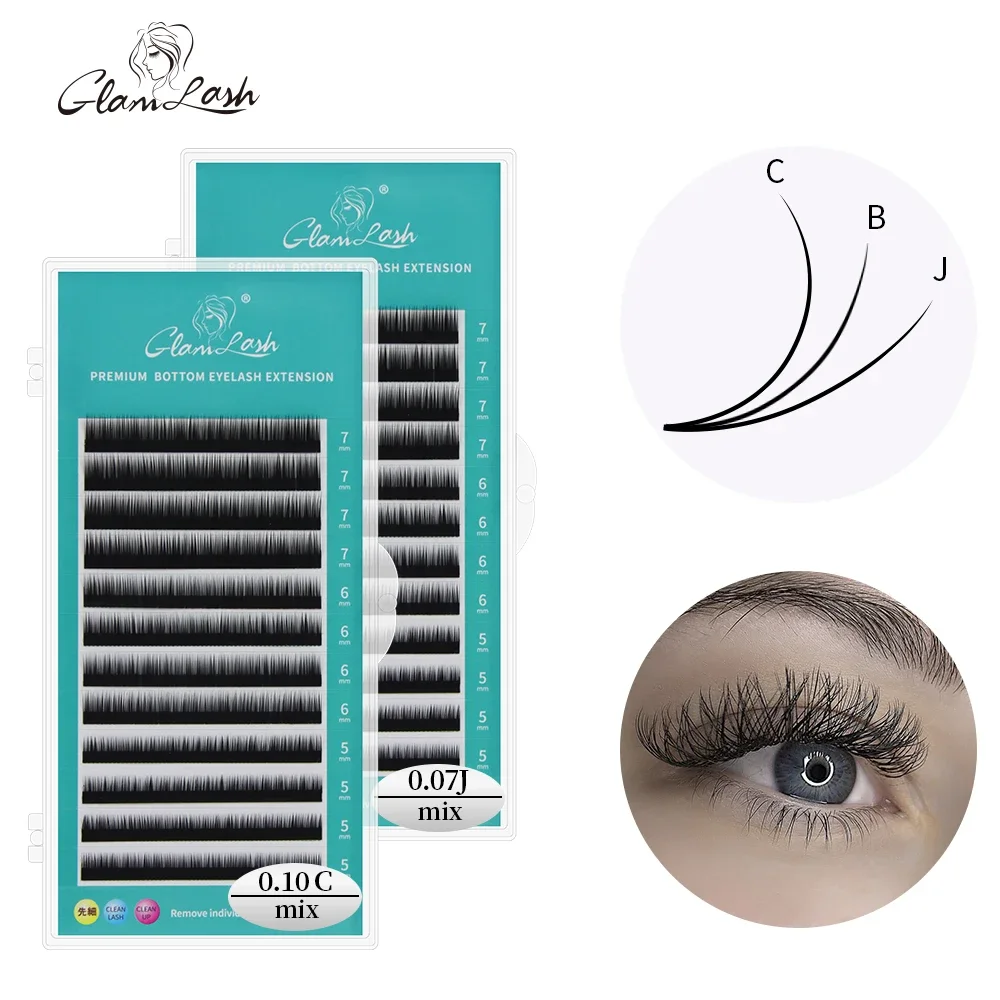 Lower Eyelash Extension Curl J/B/C Bottom Individual Mink Natural Lash Mix 5-7mm Length Under Makeup Supplier