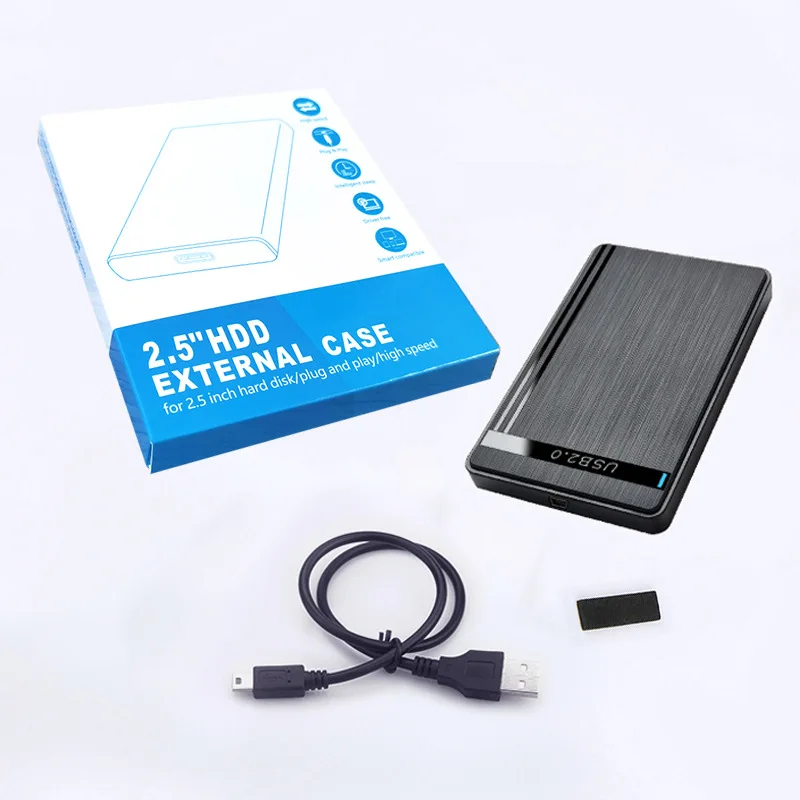 2.5 "sata para usb2.0 hdd gabinete móvel casos de disco rígido para ssd armazenamento externo hdd caixa com 2.0 cabo abs