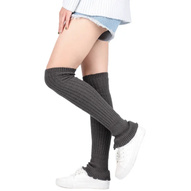 Womens Leg Warmers Gothic Y2k Accessory Winter Ankle Warm Thermal Ladies Wool Black White Knitted Boot Socks Female Gaiter Wool