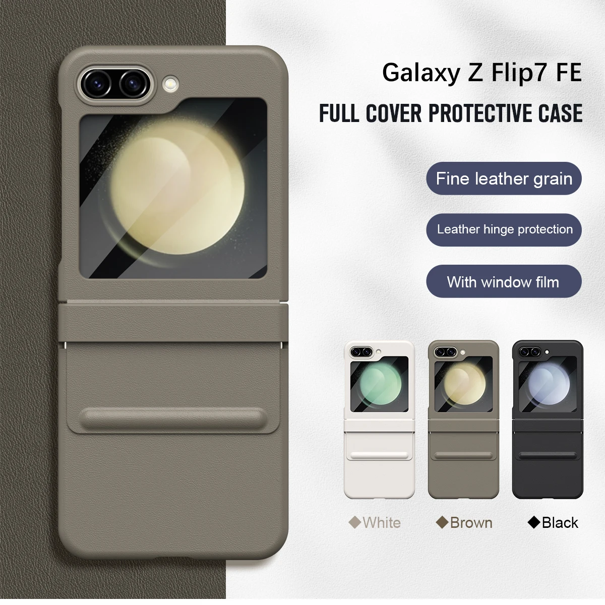 

Retractable Delicate Leather Grain Hinged Glass Protective Film Case For Samsung Z Flip 7 Galaxy Z Flip 6 5 Protect Cover