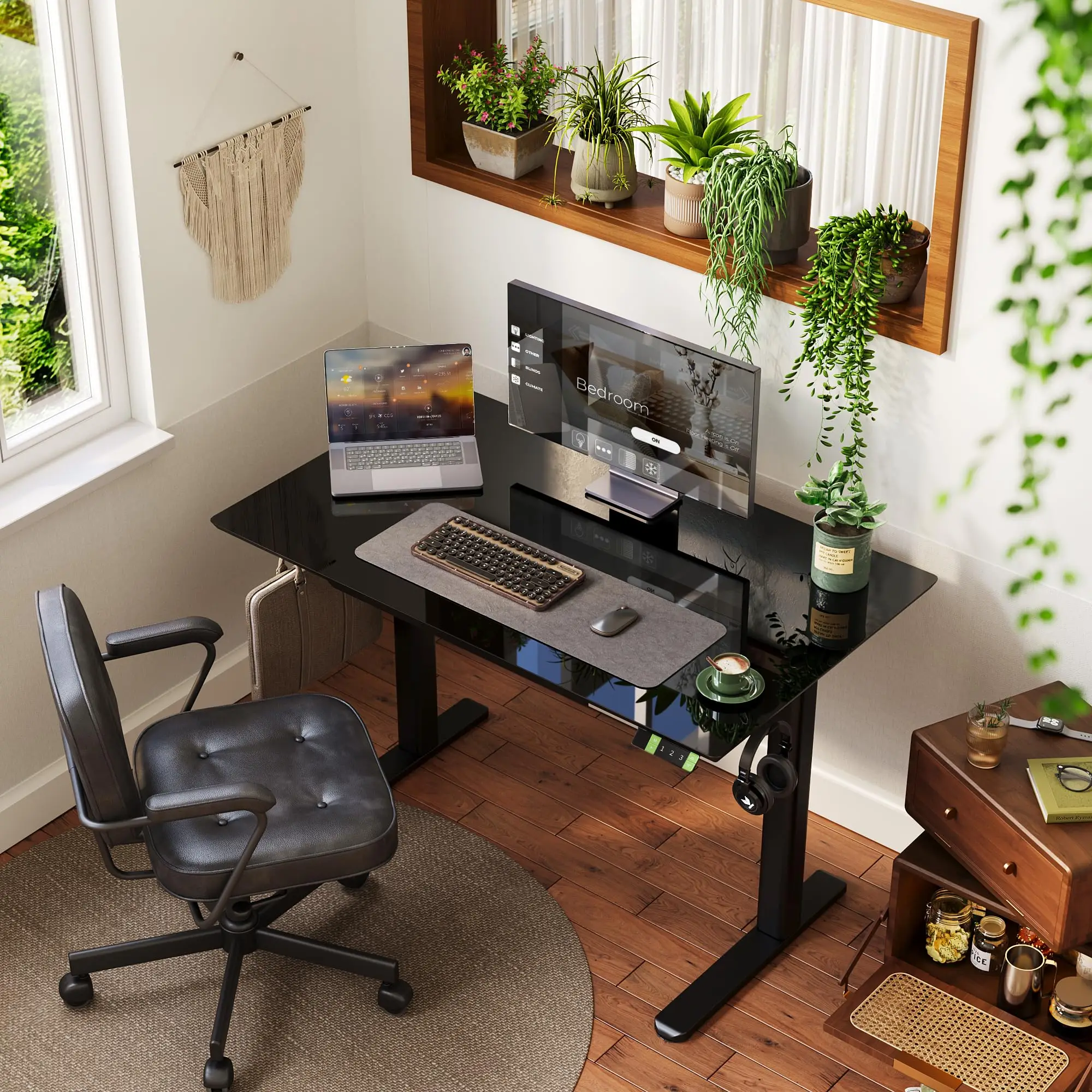 Glass Standing Desk with Ders 48×24 Inch Black