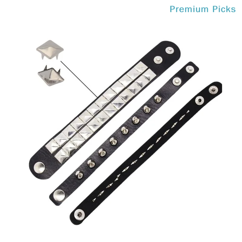 portable100Pcs Square Pyramid Metal Studs Rivets 4 Prongs for DIY Leathercraft Fashion Bag Decoration