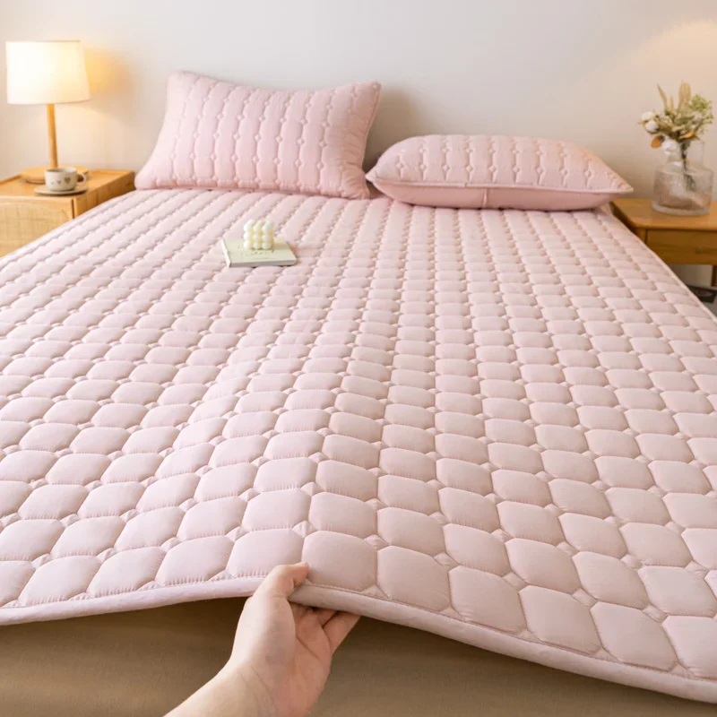 1pc Quilted Thick Mattresses Toppers Waterproof Mattress Pad Cover All-Season Elastic Corner Straps Fits Up To 30 cm Bed