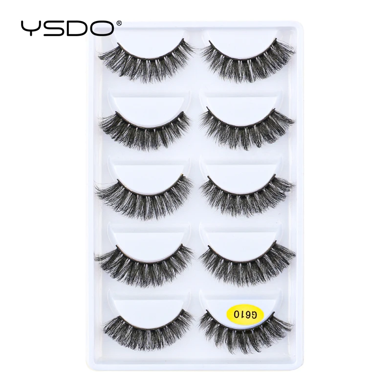 YSDO-pestañas postizas 3D largas y naturales, pestañas de visón falso esponjosas y dramáticas, sin crueldad, maquillaje, 5 pares