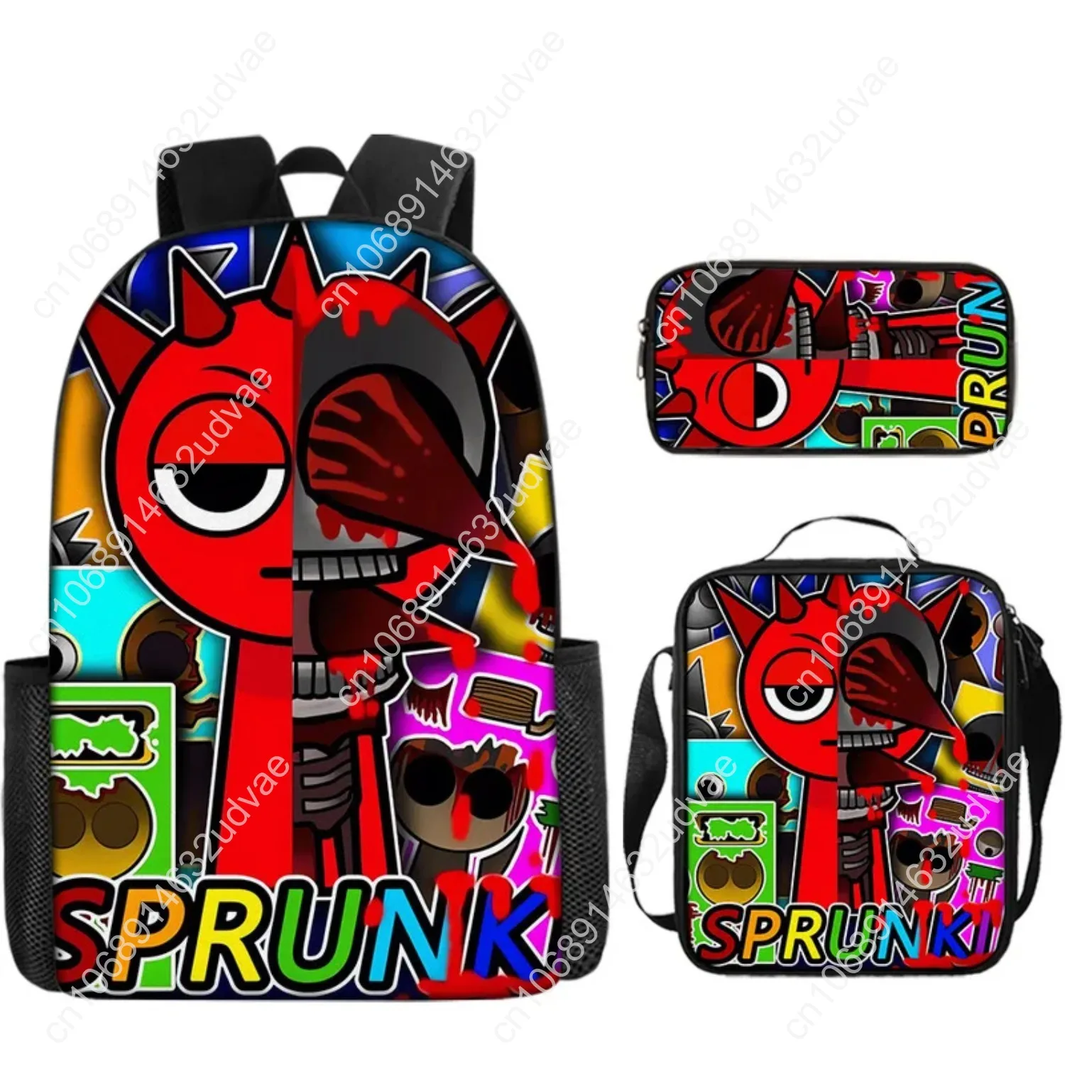 Hot Sprunki Backpack Incredibox Sprunki School Bag Backpack Bag Mochila Crossbody Sprunki Pencil Case Box Pencilcase Kid Gift
