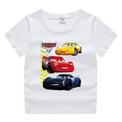 New Style Car Pixar Lightning McQueen Cartoon Print T Shirt Boy Girl Summer Funny Top Fashion Kids Summer Colthing