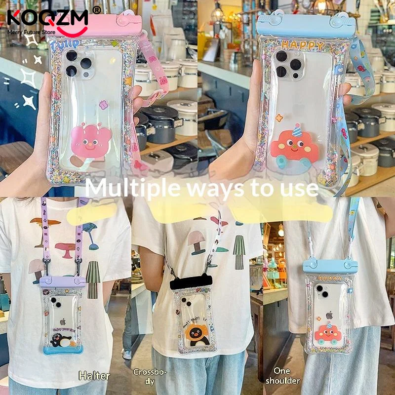 

IPX8 Waterproof Phone Bag Cartoon Floating Airbag Swimming Water Underwater Clear Protector Cover For IPhone Samsung