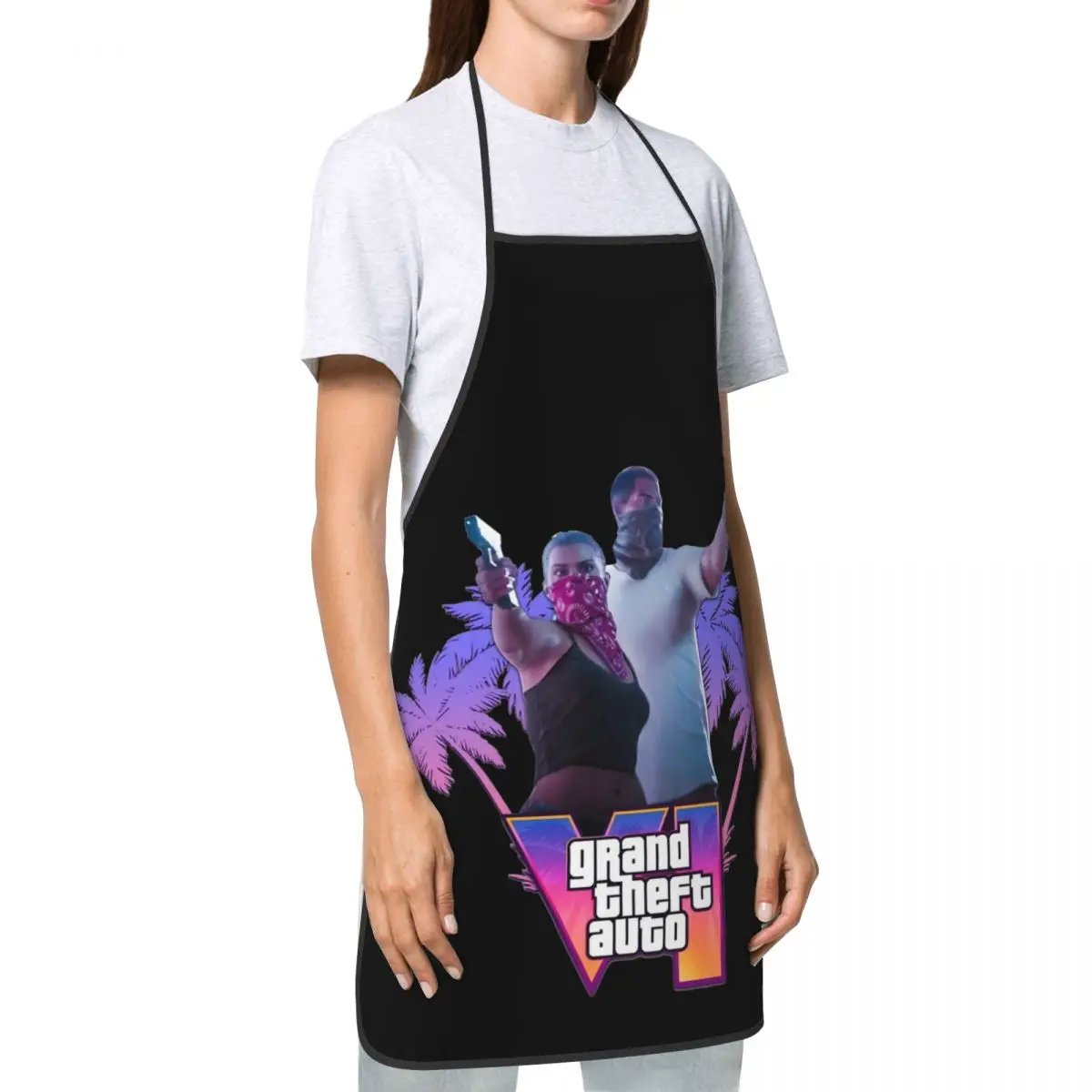 GTA 6 Jason And Lucia Chef Apron Water & Oil Resistant Adjustable New Game Cooking BBQ Grilling Aprons for Men Women Chef Gifts