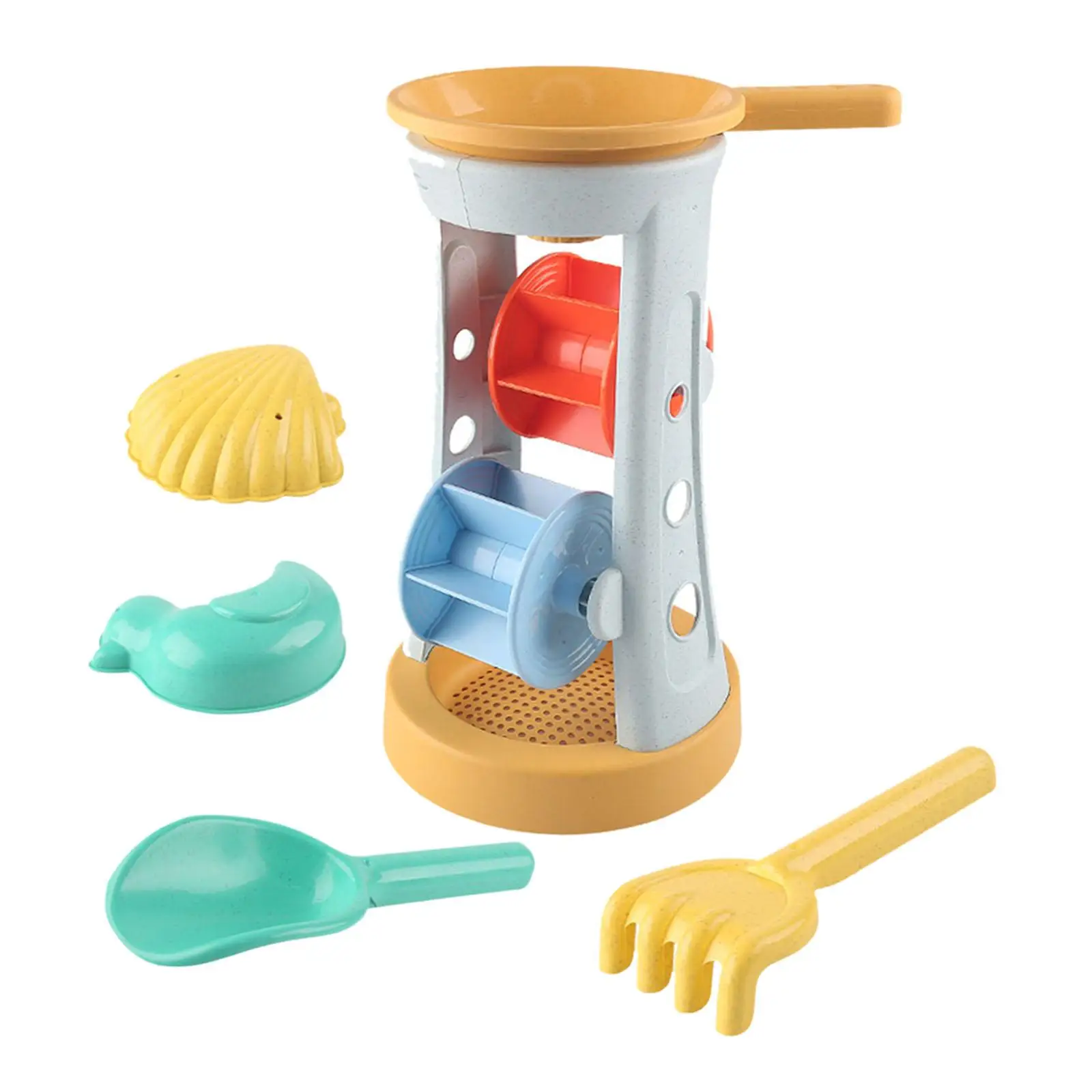 Sandbox Toy Set for Children with Beach Sand Sifter Tools 5pcs Plastic Casting Molds for Backyard Garden Pool and Travel Play