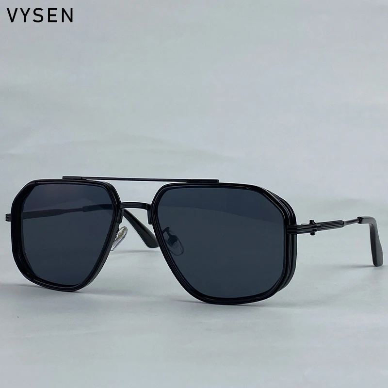 Übergroße quadratische Steampunk-Sonnenbrille für Herren, 2026, Luxusmarke, Vintage-Doppelstrahl-Metall-Sonnenbrille, trendige Outdoor-Fahrbrille – Detail 1