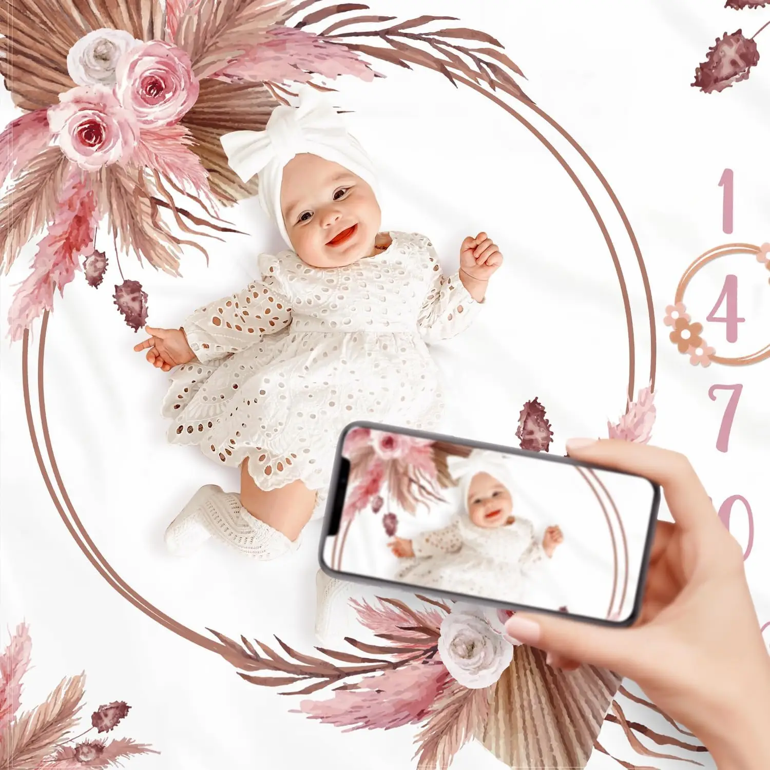 VIKAMA Flower Bohemian Baby Growth Commemorative Blanket Personalized Happiness Baby Girl Princess Wind Blanket