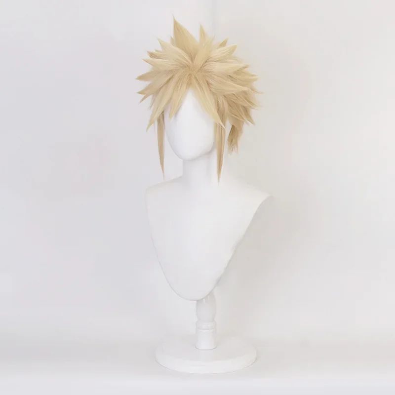 Game Final Fantasy VII Cloud Strife Cosplay Costume Wig Adult Unisex Short Yellow Wigs With Hair Extensions Halloween Props