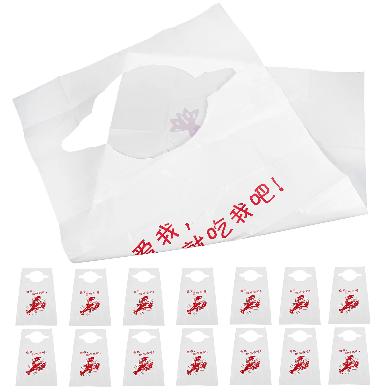 100 Pcs Disposable Taste Lobster Bib Elder Dinner Party Bibs Aprons Poly Plastic for Seniors Funny