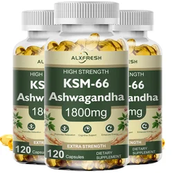 KSM-66 Pure Organic Ashwagandha Powder & Root Extract 1800mg | Veggie Caps | Dietary Supplement, Gluten-Free, Non-GMO