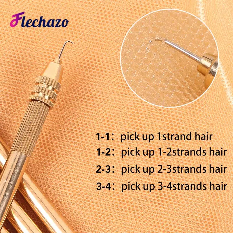 1-4 Pcs Different Size Ventilating Needles For Lace Wigs Making Long Wooden Handle Crochet Needle Hair Wig Making Tools