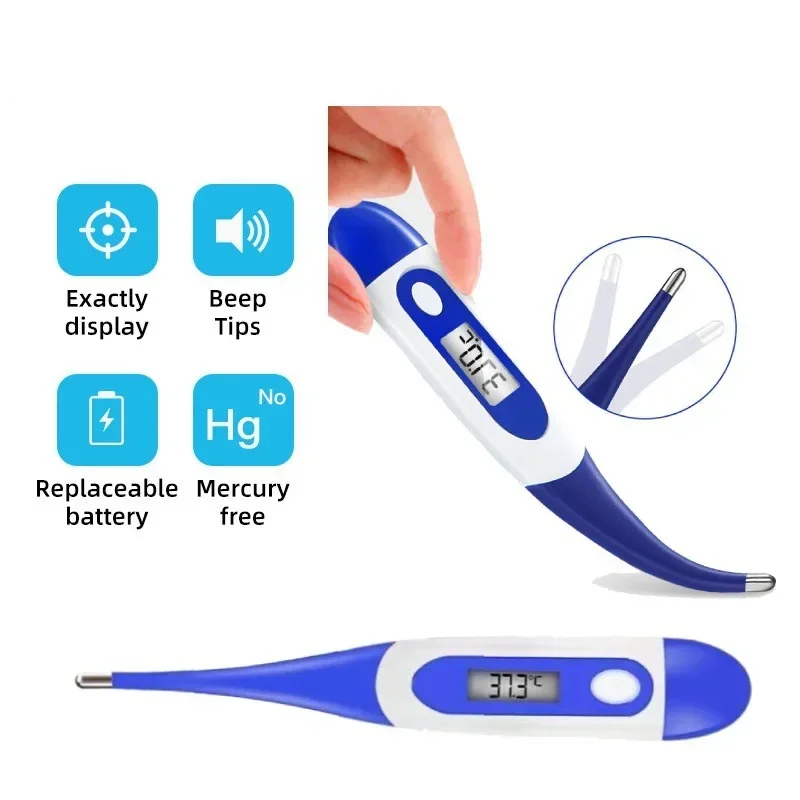 JUSTLANG Household Adults Children Thermometers for Fever Thermometer Electronic Soft Head Digital Oral Armpit Temperature