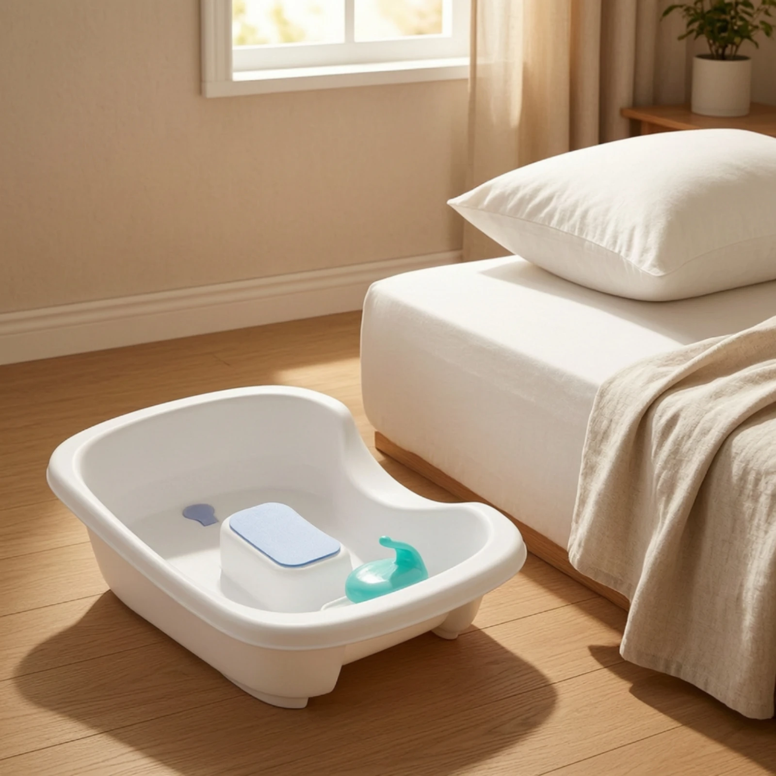 Hair Wash Basin with Headrest Low-Height Shampoo Basin Shampoo Bowl Comfortable Easy to Use for Bedbound Patients, Home Care