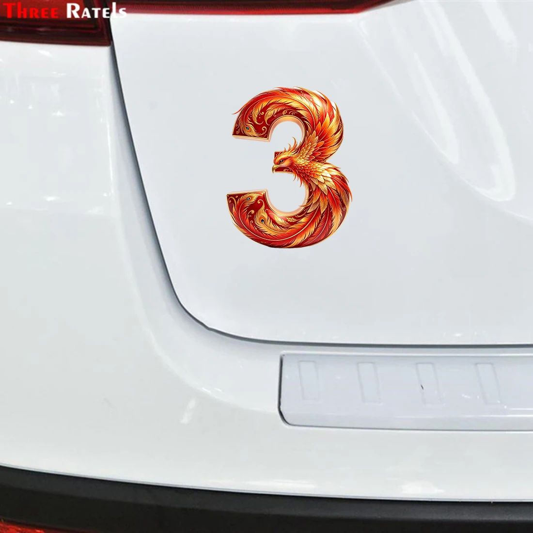 Three Ratels CAB109 Flame Phoenix Pattern Digital 2/3/4 Art Stickers for Home Decoration Computer decal motor car decals