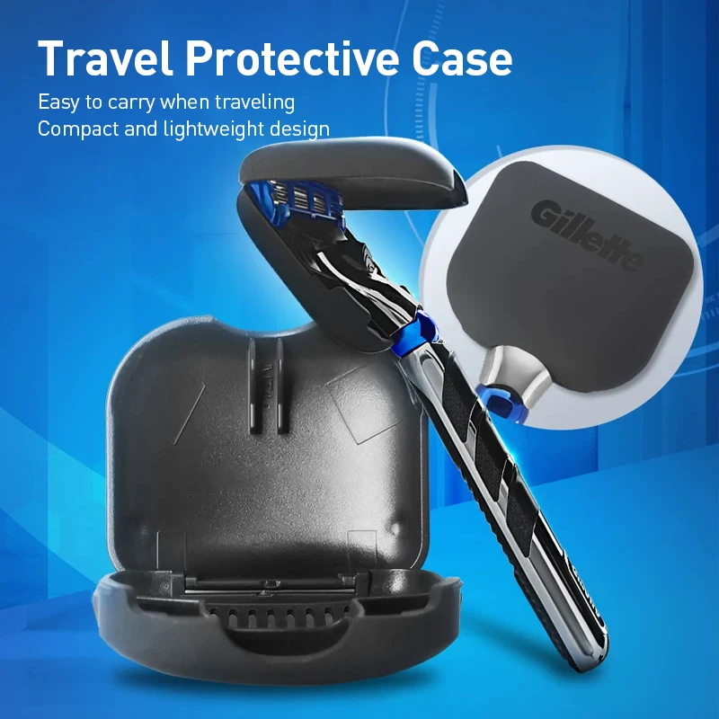 Gillette Razor Blade Head Travel Protective Case Portable With Drainage Holes Fit Mach3 Fusion5 SkinGuard FlexBall Power Razor