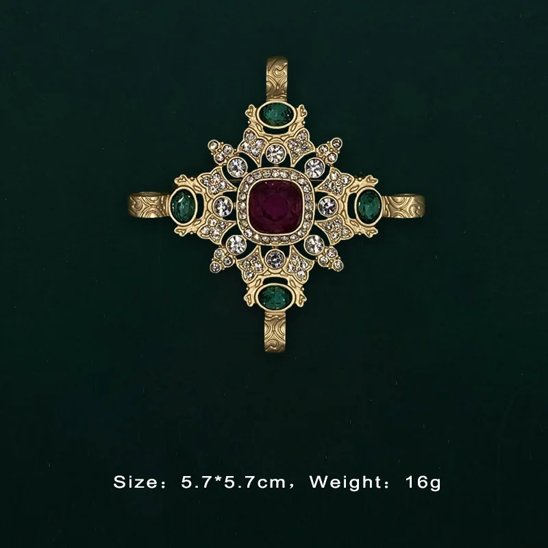 Barock Vintage Gold Farbe Kristall Perlen Pin Broschen Edelstein Hohl Geometrische Rechteck Brosche Kragen für Frauen Schmuck