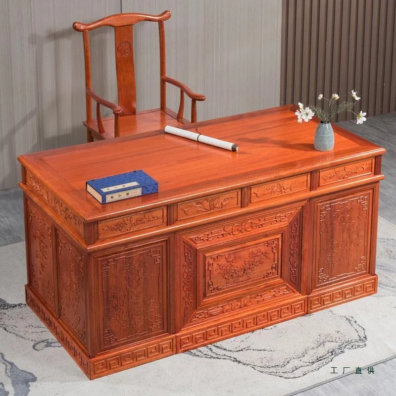 2025 solid wood Chinese chair, writing desk, golden pear  bosssupervisor's , calligraphy table, large class