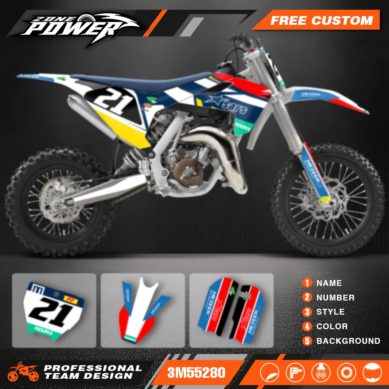 

Powerzone для Husqvarna, графические фоновые наклейки, наборы клейких наклеек для Husqvarna TC65 TC 65, 2016-2023, номер, имя на заказ