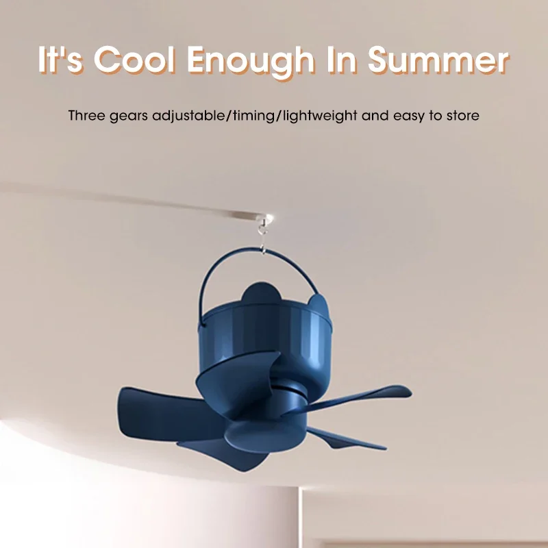 Portable Ceiling Fan Remote Control Timing 3 Gears Fans USB Rechargeable Mini Energy Efficient Silent Fan for Home Outdoor