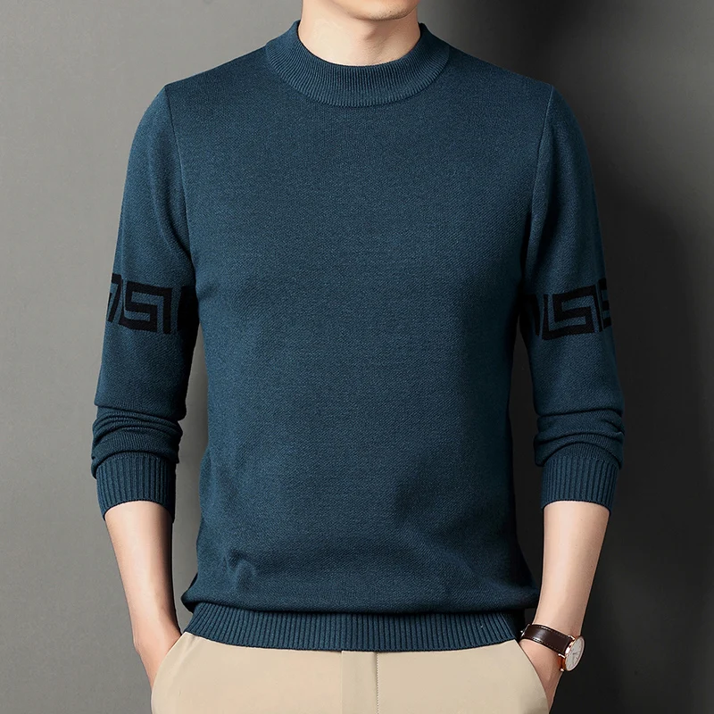 High quality, new autumn and winter men's casual fashion long sleeved round neck, knitted sweater, warm and versatile