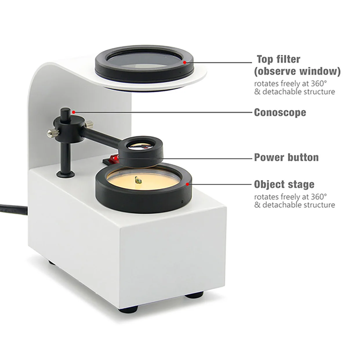 FTP-LED 宝石用偏光鏡 49 ミリメートル偏光子光学観察ツール宝石用偏光鏡温白色 LED 冷光源