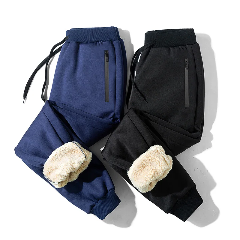 

Мужские зимние джоггеры на подкладке из шерпа размера плюс 6XL, мужские брюки из термофлиса, повседневные спортивные штаны до щиколотки с манжетами для мужчин