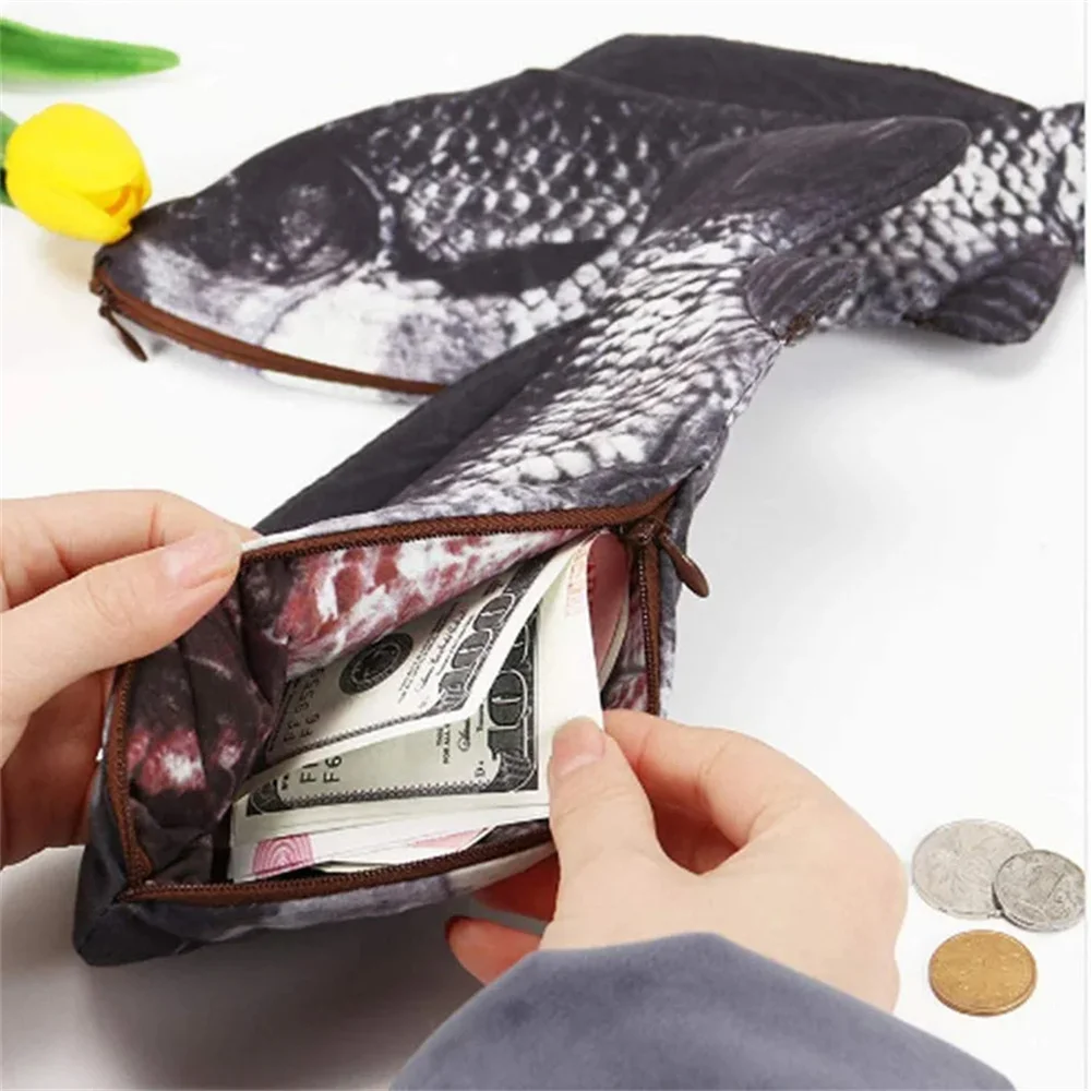 Pencil Case Fish Shaped Novelty Fish Pen Bag Fish Coin Purse Funny Pencil Case Gifts for Office Supply