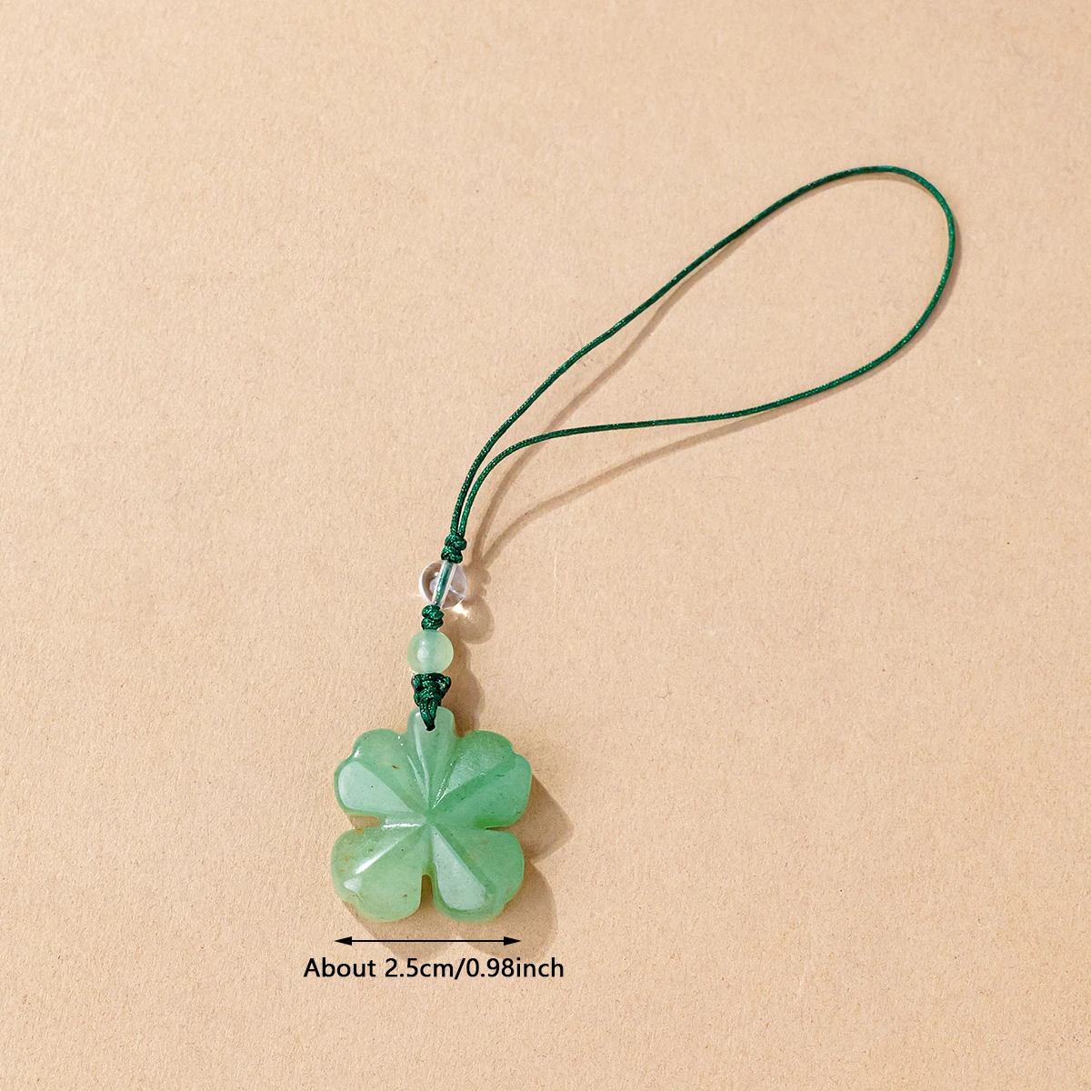 1pc Natural Aventurine Quartz Four Leaf Clover Mobile Pendant Car Keychain Lucky Grass Bag Hanging Decorative Crystal Pendant