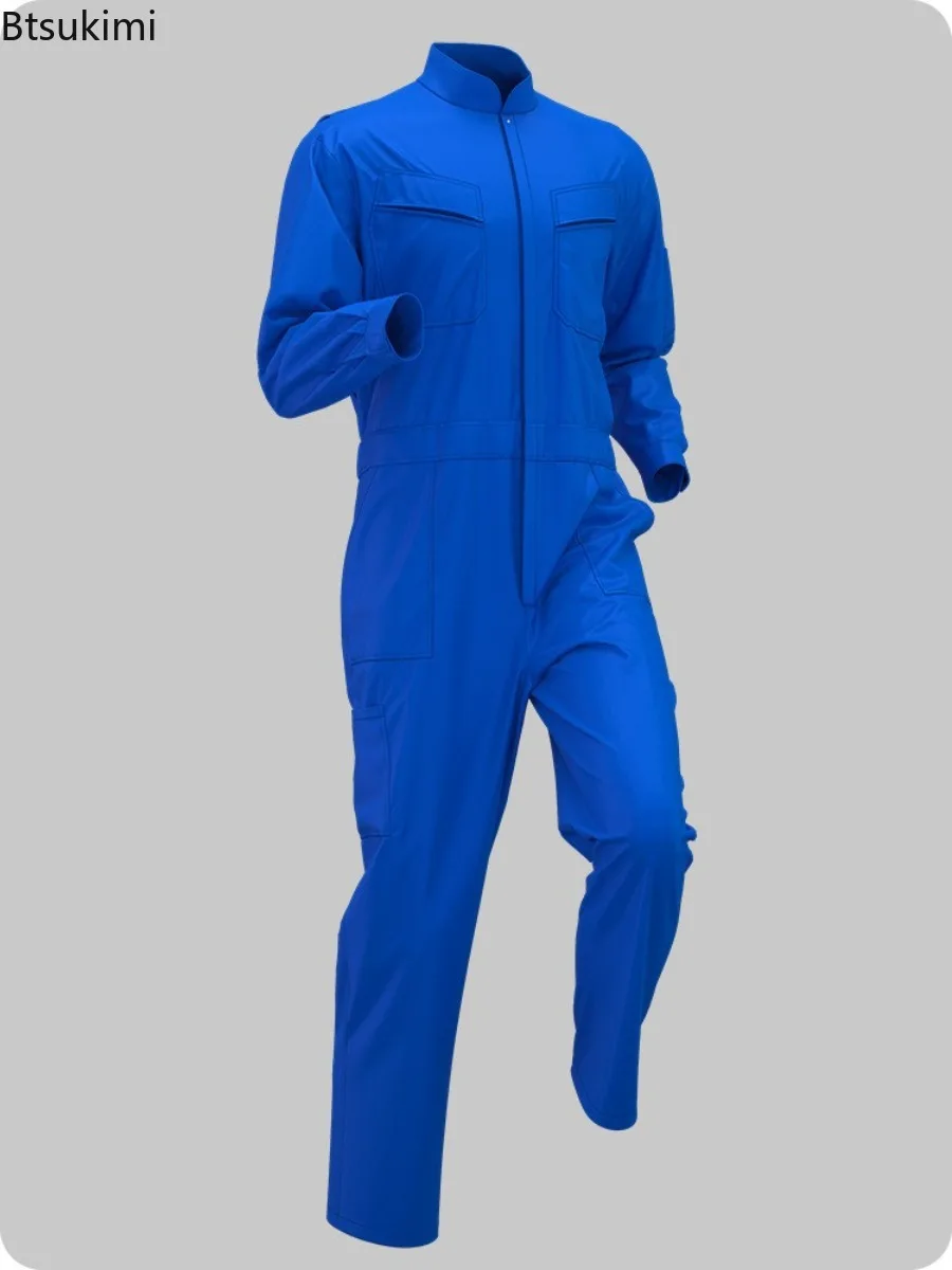 New 2026 Men's Spring  Autumn Jumpsuit Work Clothes Women's Solid Color Stand Collar Workshop Workwear Neutral Workwear Bodysuit