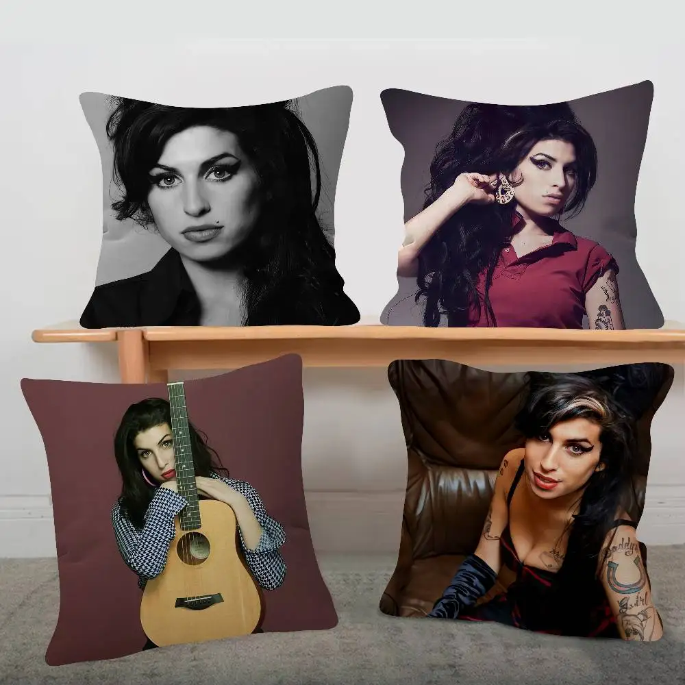 Singer Amy Winehouse Cute Cartoon Two-dimensional Pillowcase Bedroom Sofa Cushion Cover Nap Pillow Cover
