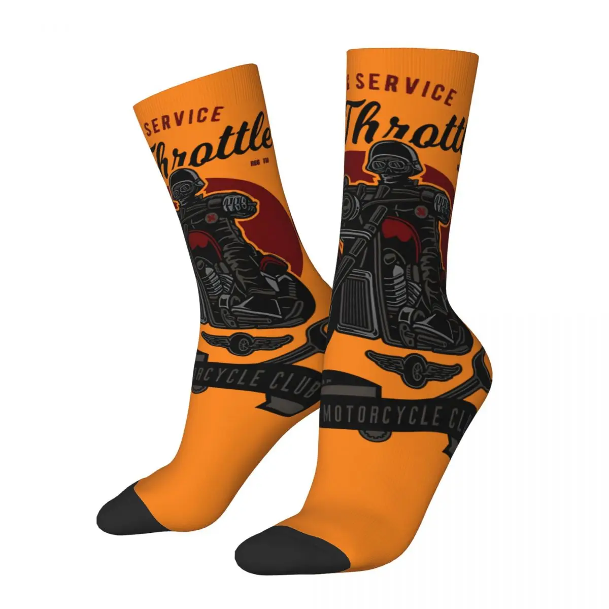 Funny Happy Full Throttle Motorcycle Club Men's Socks Vintage Harajuku Full Throttle Hip Hop Novelty Pattern Crew Crazy Sock