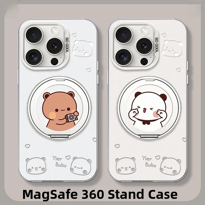 Cute Cartoon Phone Case Holder Rotating Stand Frosted Female Style  17Promax iPhone 16 New Model 15 Phone Case Wallet