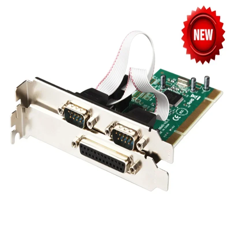 Combo 2 DB-9 Serial (RS-232) + 1 DB-25 Parallel Printer (LPT1) Ports PCI Controller Card 9865 chip Industrial Multiport Serial