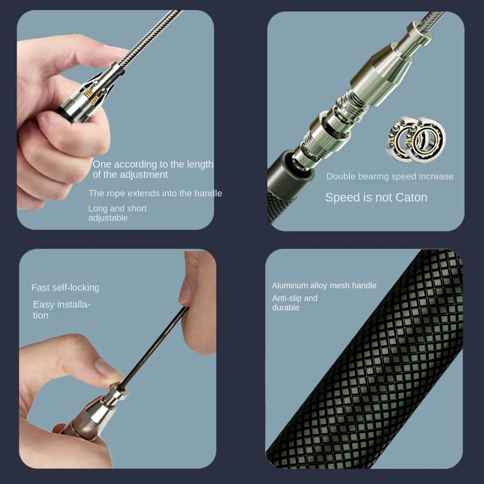 Aluminum Alloy Self-locking Jump Rope, Adult Sports Fitness Aerobic Unisex, Double Ball Bearings, Adjustable, Indoor Gym