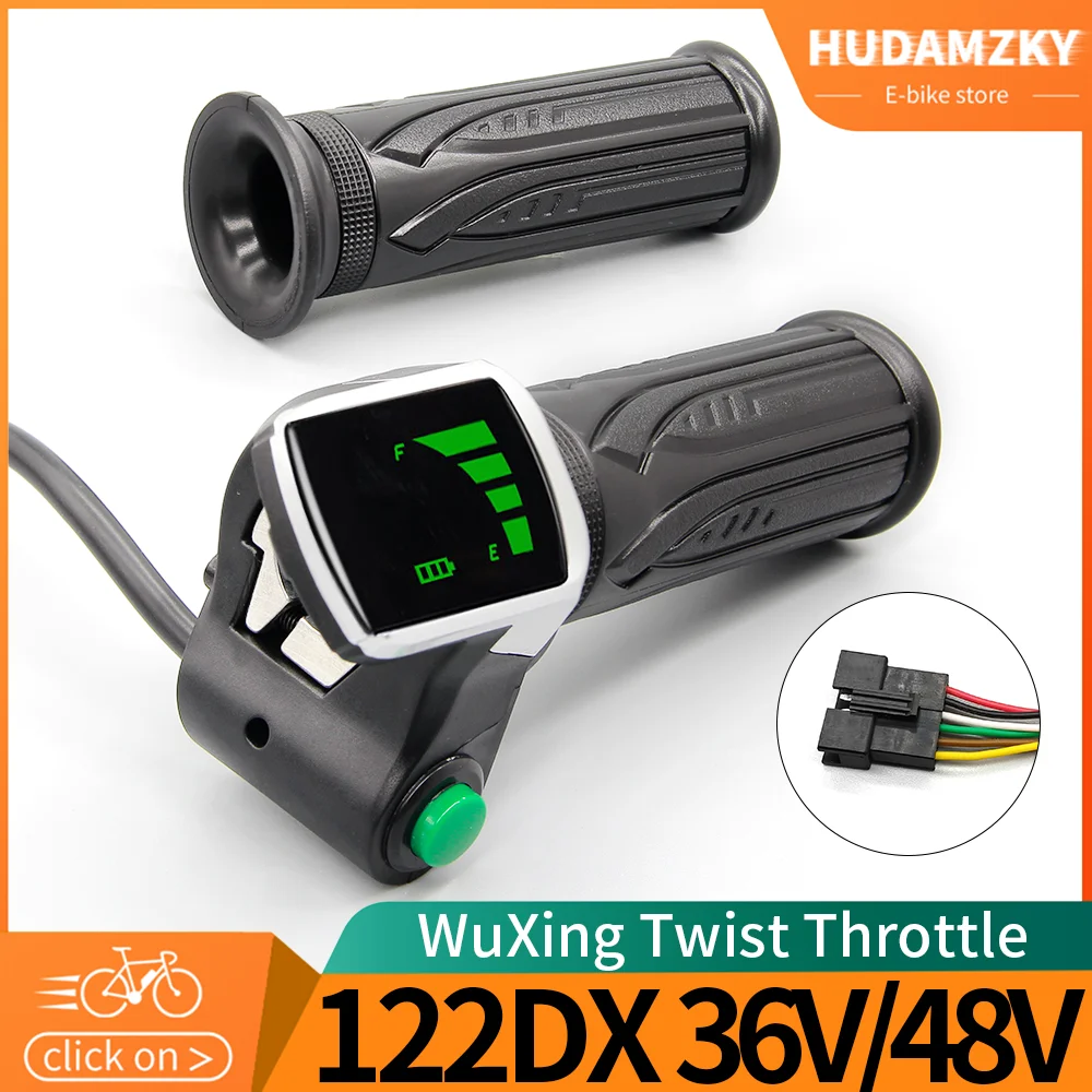 

Electric Bicycle WUXING 122DX Full Twist Throttle 24V 36V 48V 60V 72V 6 Wires E-bike Accessories Throttle with Power Switch