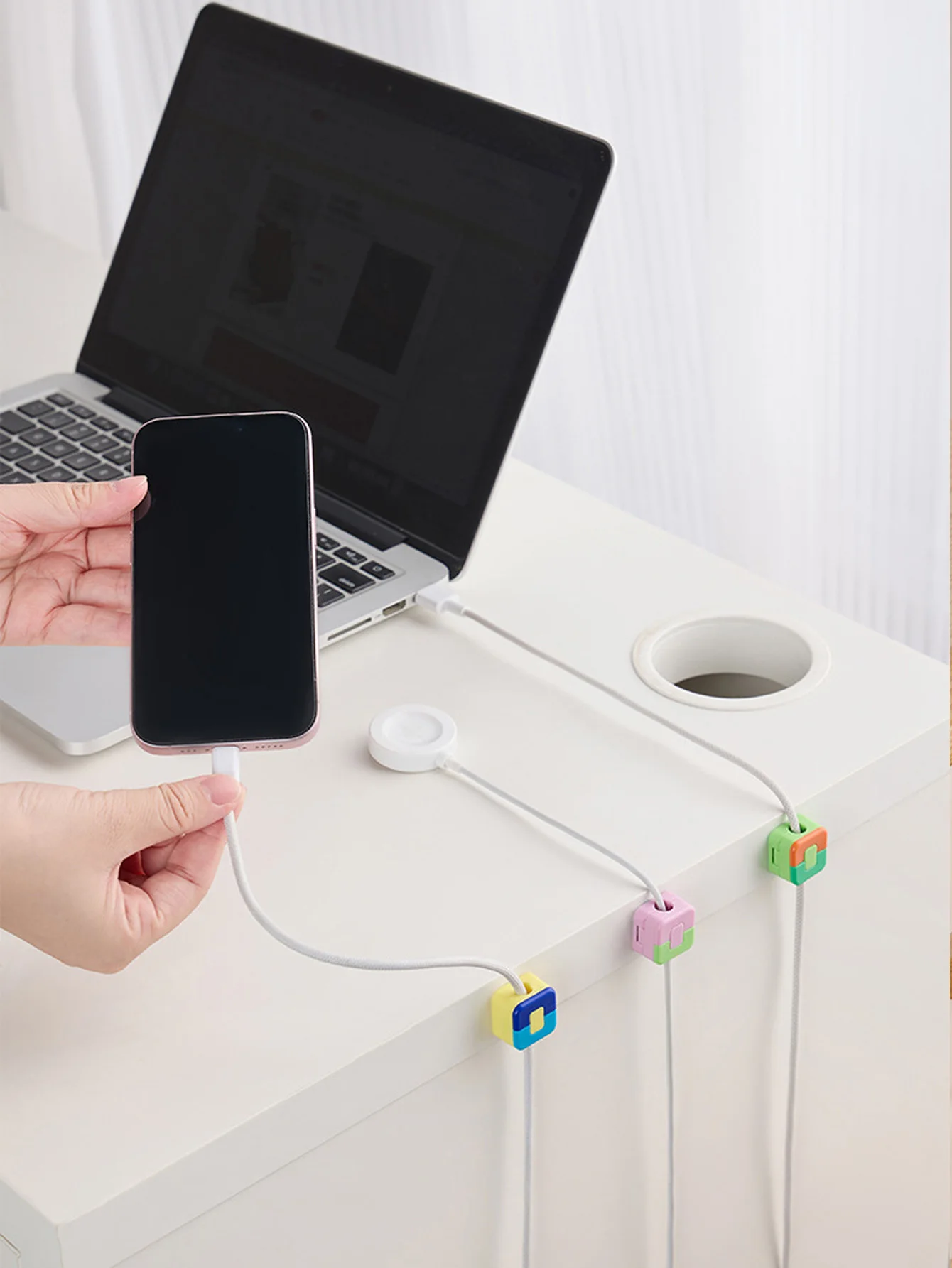 6 قطعة منظمو كابلات البيانات المغناطيسية اللوازم المكتبية سطح المكتب إدارة الكبلات مقاطع محور لتخزين الأسلاك مرتبة للمكتب والمنزل #1