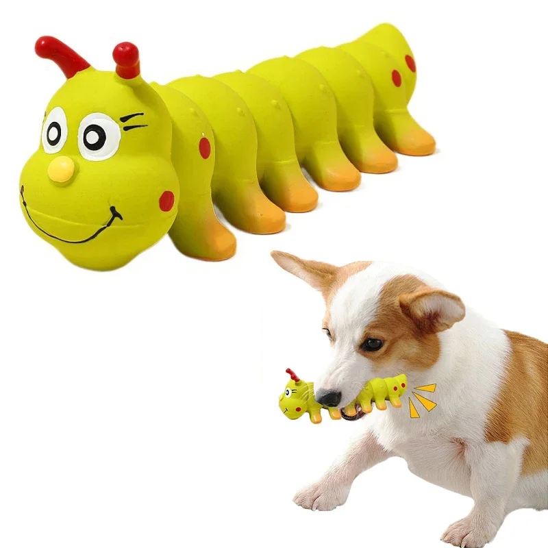 Dog Chew Toy Latex Caterpillar Shape Pet Squeaky Toys For Small Medium Large Dogs Interactive Sounding Puppy Toy Pet Supplies