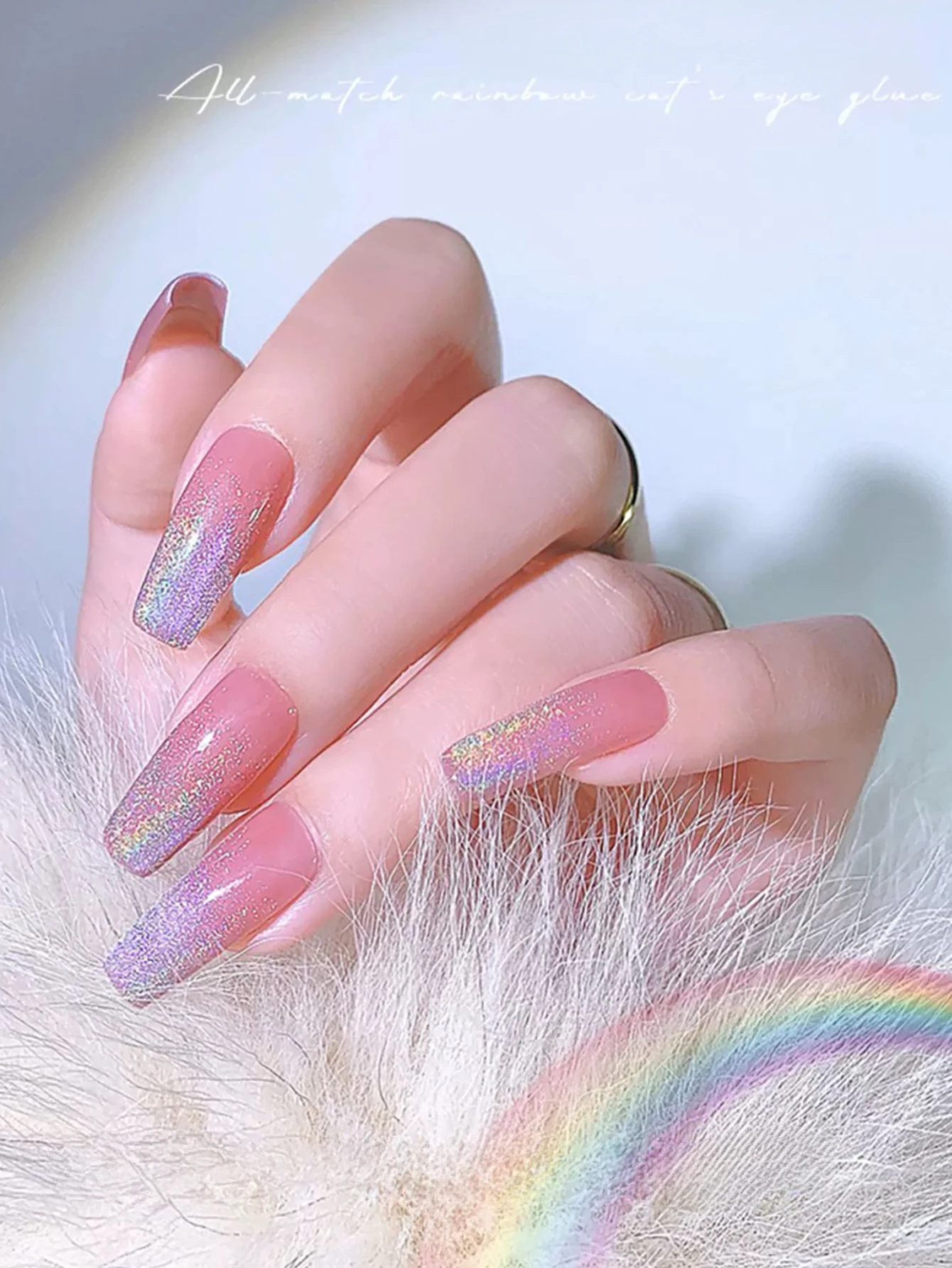 PSK 10ml Rainbow Pink Water Light Cat Magnetic Gel Nail Polish Shining Sliver-light Holographics Semi Permanent UV Gel Nail Art