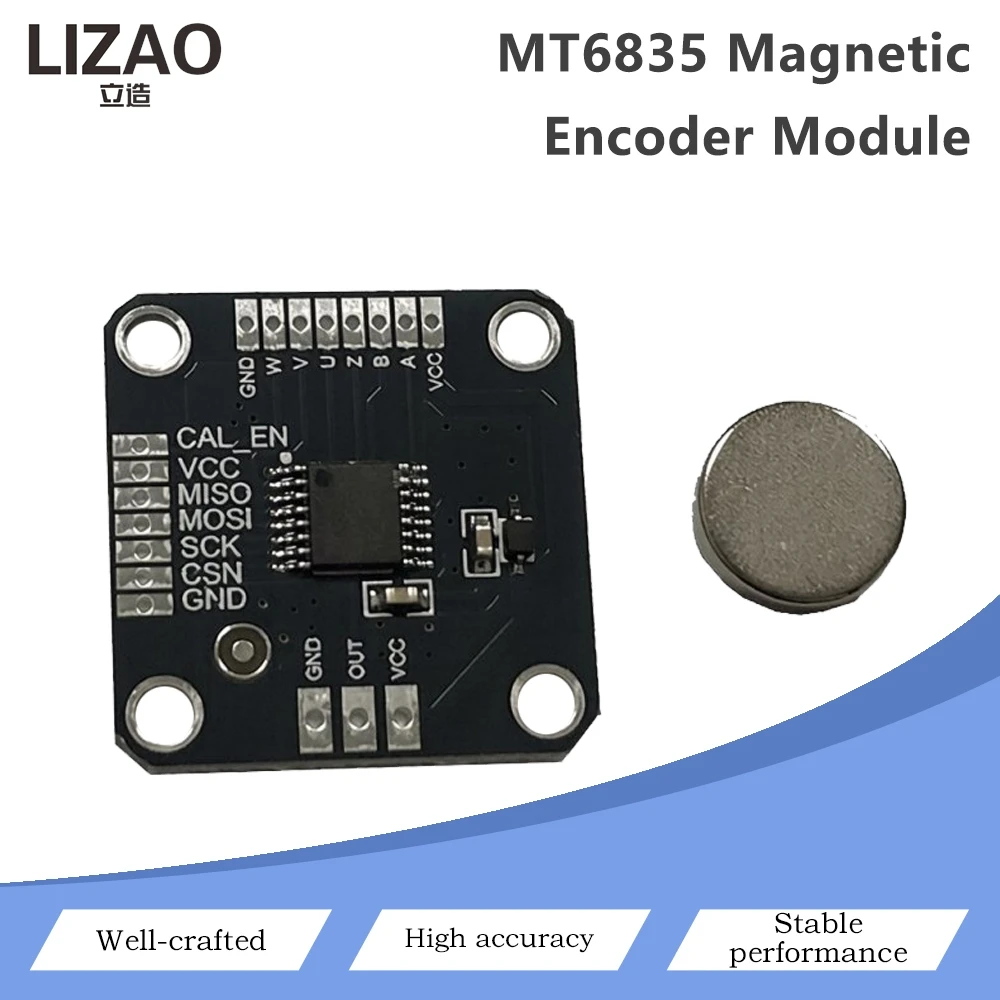 MT6835 Magnetic Rotary Encoder Module SPI Communication AB Phase Output 8192/10000/16384 Resolution With Magnet