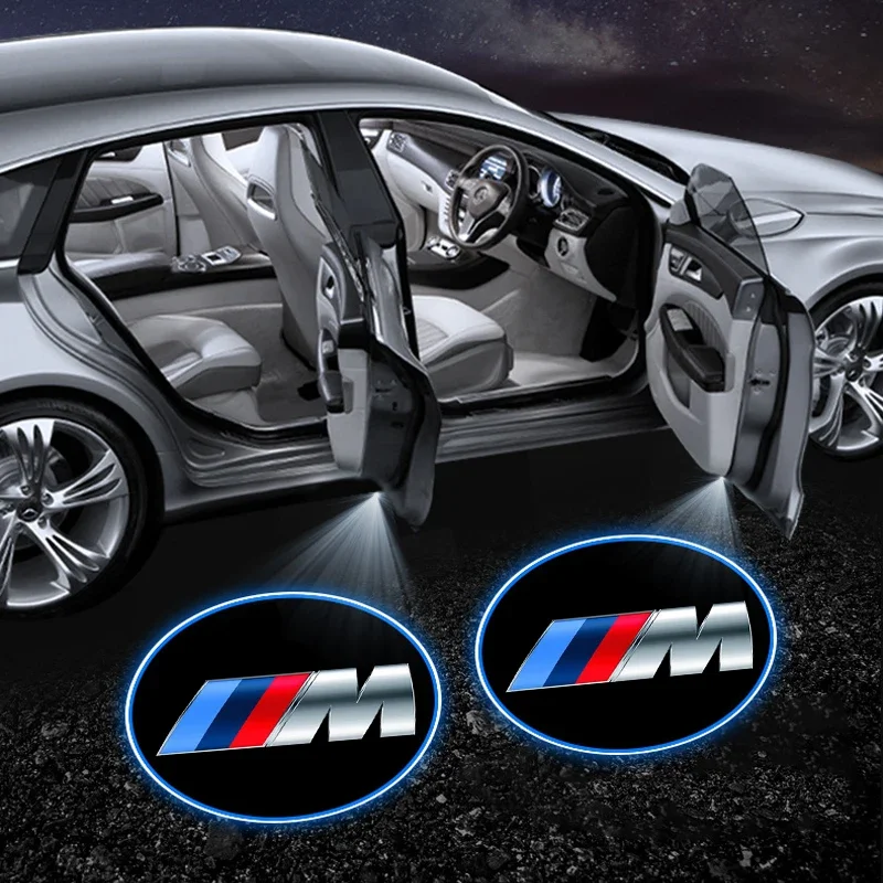 2 ชิ้นไร้สาย HD รถประตูโลโก้ยินดีต้อนรับไฟโปรเจคเตอร์ LED ตกแต่งสําหรับ BMW M M3 F30 F20 E28 E36 E39 e46 E91 ประสิทธิภาพ X1 X2 X5